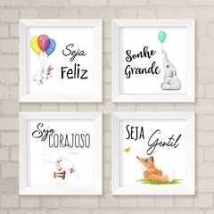 Kit de Quadros Seja Feliz Aquarela