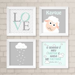 Kit de Quadros Verde e Cinza