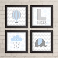 Kit de Quadros Balão, Elefante, Nuvem e Inicial - comprar online