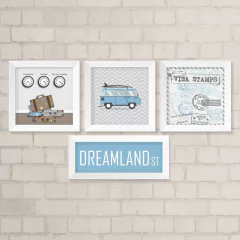 Kit de Quadros Dreamland Azul