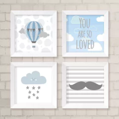 Kit de Quadros Balão, Bigode, Nuvem