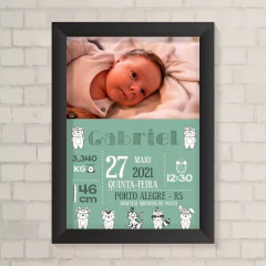 Quadro Nascimento Foto Bichinhos Boho - comprar online