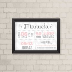 Quadro Nascimento Menina Chevron - comprar online