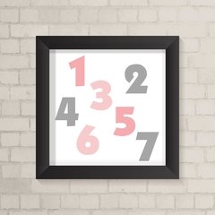 Quadro Infantil Números Cinza e Rosa - comprar online
