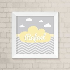 Quadro com Nome Nuvem Amarela e Cinza