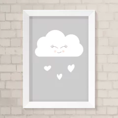 Quadro Infantil Nuvem e Corações