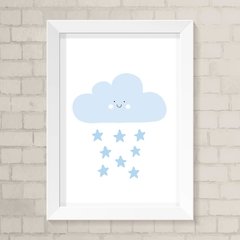 Quadro Infantil Nuvem e Estrelas Azul