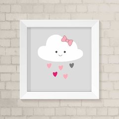 Quadro Infantil Nuvem Fundo Cinza