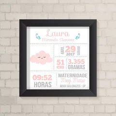 Quadro Nascimento Nuvem Menina - comprar online
