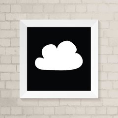 Quadro Infantil Nuvem Preto e Branco
