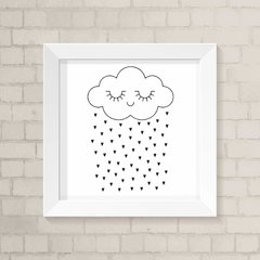 Quadro Infantil Nuvem Preto e Branco