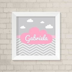 Quadro com Nome Nuvem Rosa e Cinza