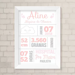 Quadro Nascimento Nuvem Rosa