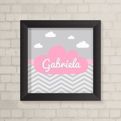 Quadro com Nome Nuvem Rosa e Cinza - comprar online