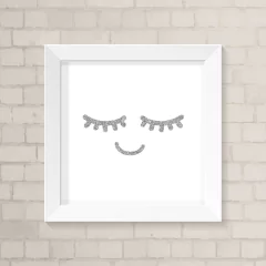 Quadro Infantil Olhinhos Glíter Prata