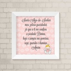 Quadro Infantil Oração Santo Anjo Menina