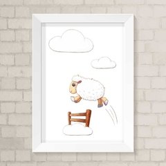 Quadro Infantil Ovelha Aquarela