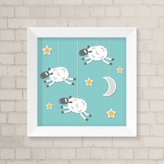 Quadro Infantil Ovelhas e Estrelas