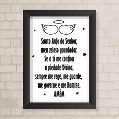 Quadro Infantil Santo Anjo Preto e Branco - comprar online