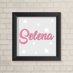Quadro com Nome Estrelas Cinza e Rosa - comprar online
