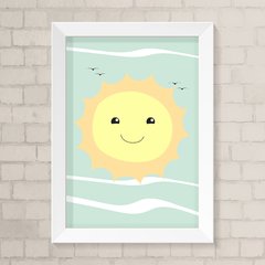 Quadro Infantil Sol fundo Verde
