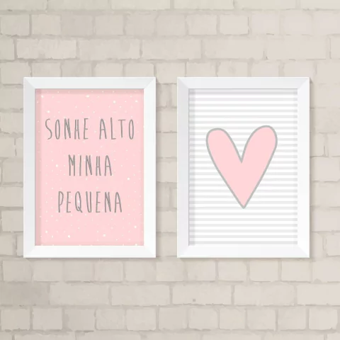 Kit de Quadros Sonhe Alto e Coração
