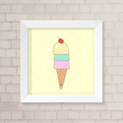 Quadro Infantil Sorvete com Cereja