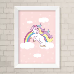 Quadro Infantil Unicórnio Rosa