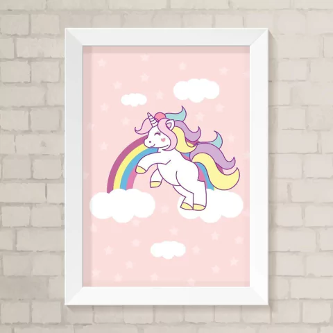 Quadro Infantil Unicórnio Rosa