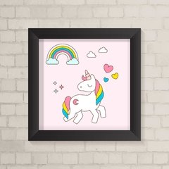 Quadro Infantil Unicórnio fundo Rosa - comprar online