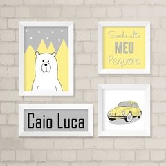 Kit de Quadros Urso e Fusca Amarelo