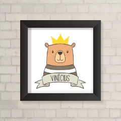 Quadro com Nome Urso com Coroa - comprar online