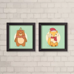 Kit de Quadros Urso e Raposa - comprar online