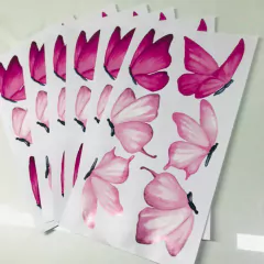 Adesivos Borboletas Aquarela Rosa 10cm