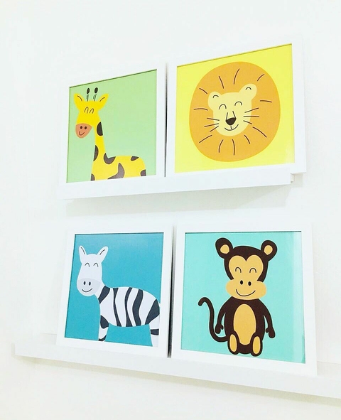 Kit de Quadros Animais Coloridos