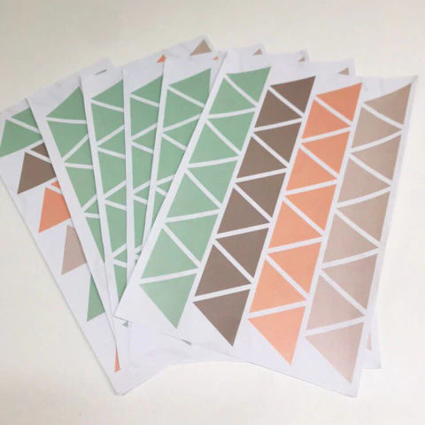 Adesivos Triângulos Verde Laranja e Marrom 4,5cm