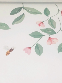 Adesivos Galhos Pendentes Flores Abelhinhas e Borboletas Aquarela na internet