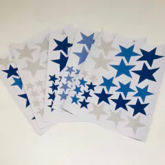 Adesivos Estrelas Sortidas Azul Marinho, Azul claro e Cinza