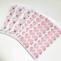 Adesivos Borboletas Aquarela Rosa com Cinza e Corações Rosa na internet