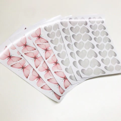 Adesivos Borboletas Aquarela Rosa e Corações Cinza - Atelier 508