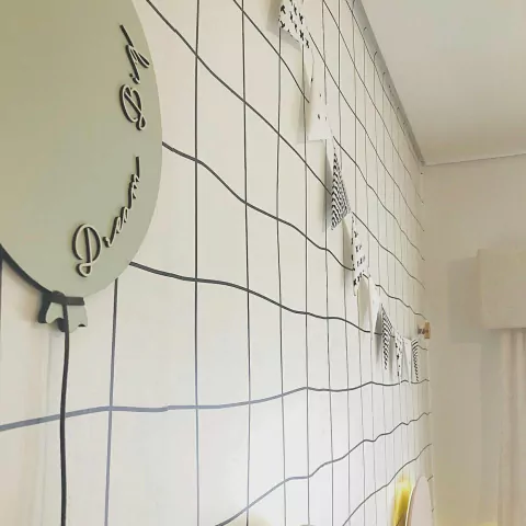 Papel de Parede Grid Irregular Preto e Branco (preço do m²)