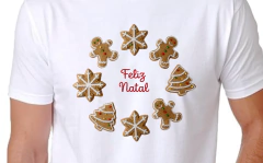 Camiseta Feliz Natal Biscoitos - loja online