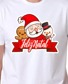 Camiseta Feliz Natal Papai Noel Biscoito Boneco Neve