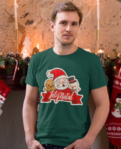 Camiseta Feliz Natal Papai Noel Biscoito Boneco Neve - loja online