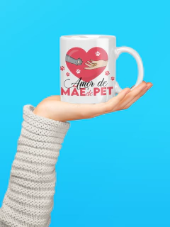 Caneca de Porcelana Branca Amor de Mãe de Pet Gato na internet