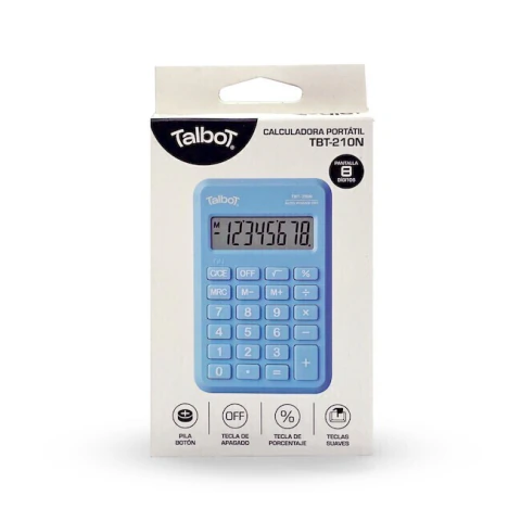 Calculadora Portatil 8 Digitos Celeste TBT-210 - TALBOT