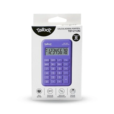 Calculadora Portatil 8 Digitos Violeta TBT-210 - TALBOT
