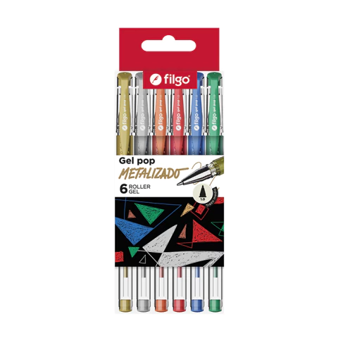 Lapicera Roller Gel Pop Metalizado x6 - Filgo - comprar online