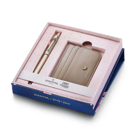 SET DE REGALO "EMILY EN PARIS" ORO CHAMPAGNE Y TARJETERO - SHEAFFER