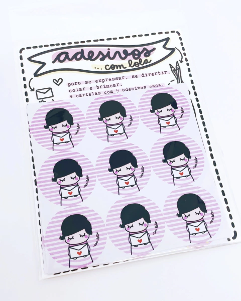 Cartela de adesivo Lola carta e abraço